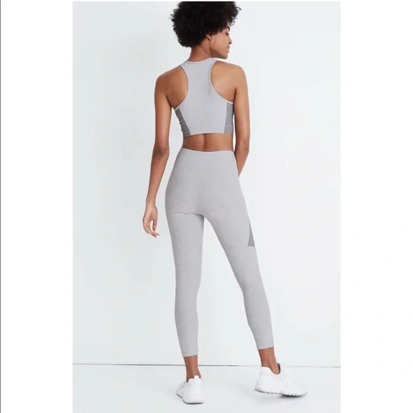 Outdoor Voices Two-Tone Warmup Crop Leggings Ash Dove Dark Grey Light Gray Small - Picture 4 of 16